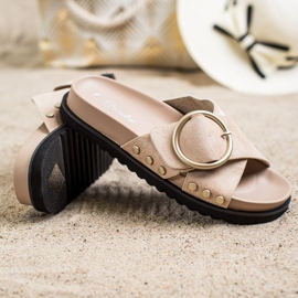 Renda Casualowe Klapki beżowy 1