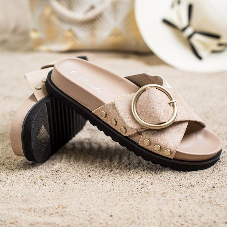 Renda Casualowe Klapki beżowy 1