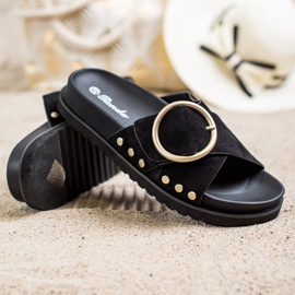 Renda Casualowe Klapki czarne 1