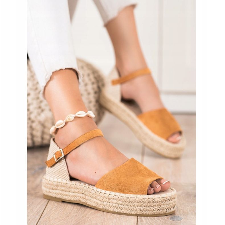 Bestelle Espadryle Open Toe beżowy brązowe 1