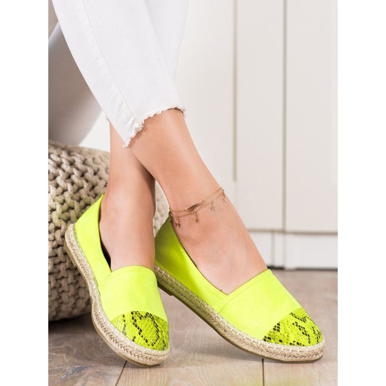 Bestelle Espadryle z wstawką snake print zielone żółte 1