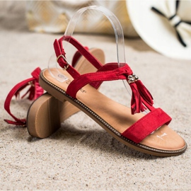 Groto Gogo Czerwone Sandałki Z Frędzlami 1