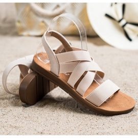 Super Mode Wsuwane Sandałki Z Paskami beżowy 1