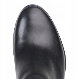 Marco Shoes Czarne kozaki ze skóry licowej ze wstawką w kolorze srebrnym 5