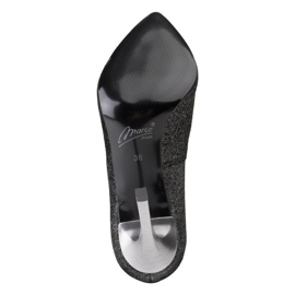 Marco Shoes Czarne szpilki ze skóry naturalnej na srebrnym obcasie 6