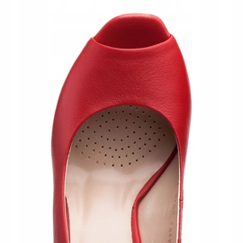 Marco Shoes Skórzane sandały czerwone z obcasem 3D 5