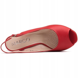 Marco Shoes Skórzane sandały czerwone z obcasem 3D 6