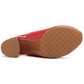 Marco Shoes Skórzane sandały czerwone z obcasem 3D 7