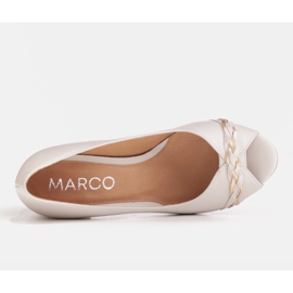 Marco Shoes Czółenka 1577P z białej skóry na stabilnym obcasie 9