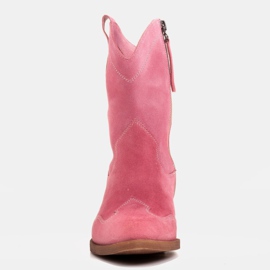Marco Shoes Różowe kowbojki z naturalnego zamszu bez ocieplenia 3