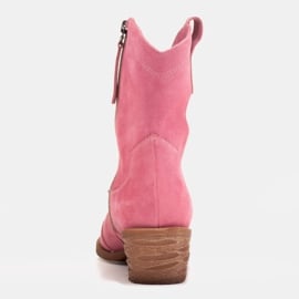 Marco Shoes Różowe kowbojki z naturalnego zamszu bez ocieplenia 5