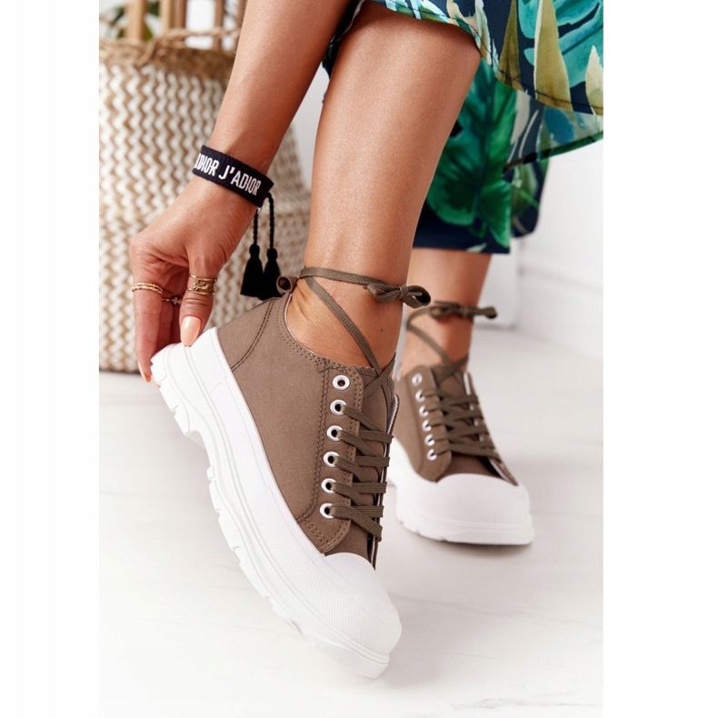 Damskie Trampki Na Platformie Zielone Travel Time 2