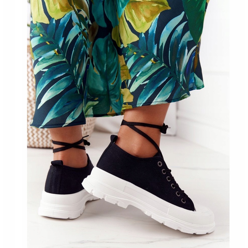 Damskie Trampki Na Platformie Czarne Travel Time 1