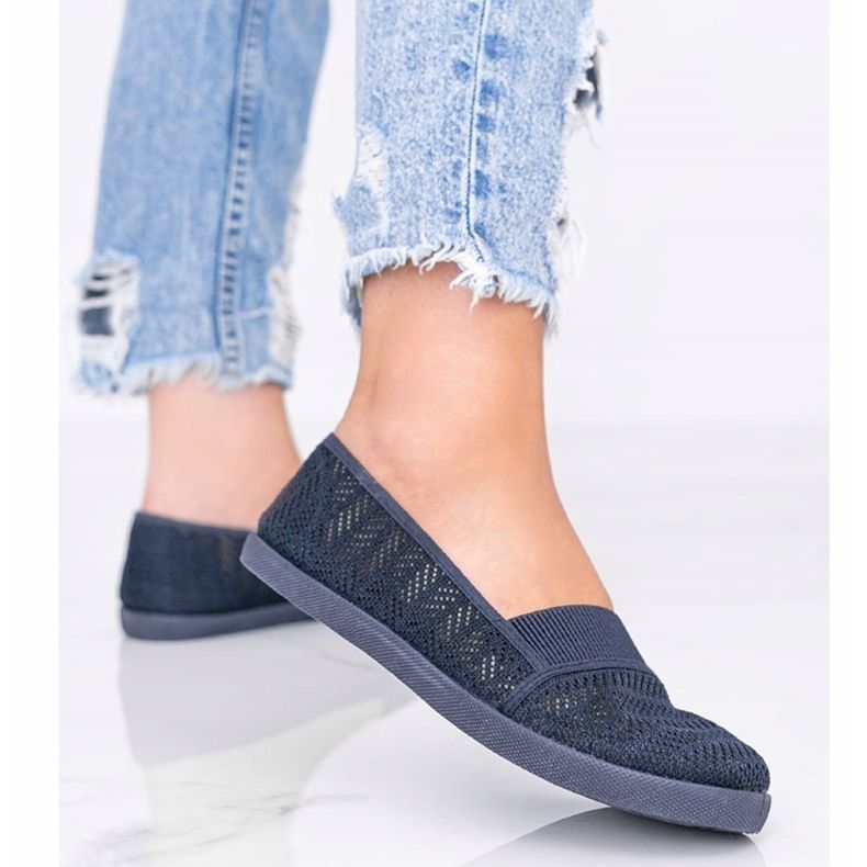 Granatowe tenisówki Slip On ażurowe Vicky 2