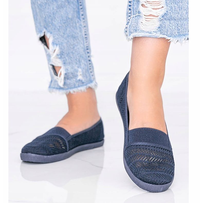 Granatowe tenisówki Slip On ażurowe Vicky 1