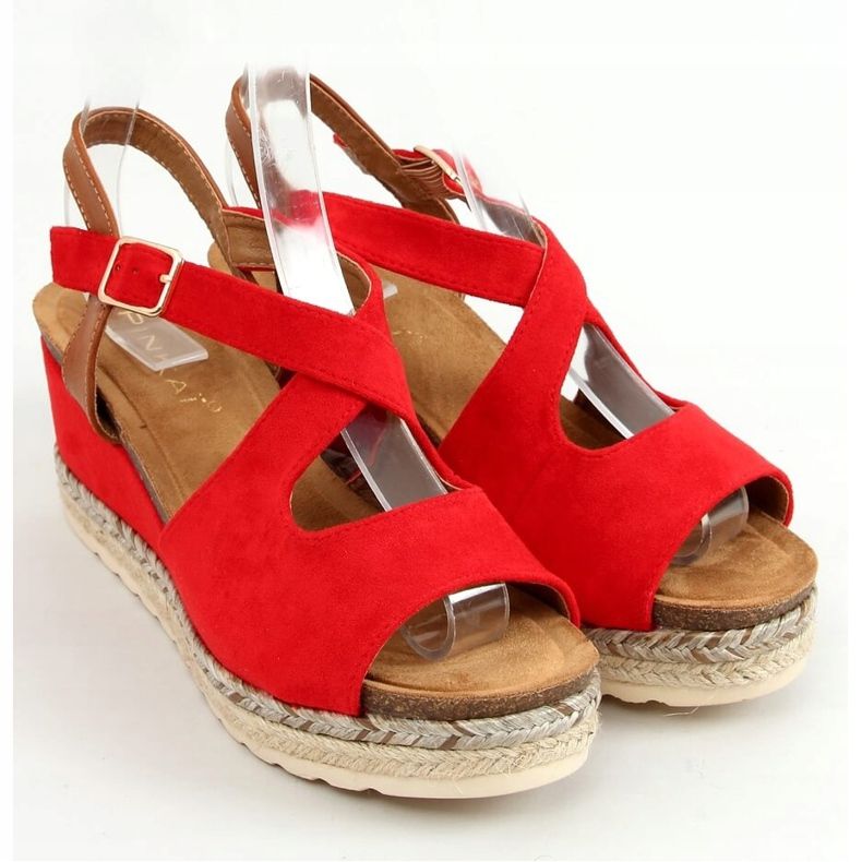 Espadryle na koturnie czerwone YL90 Red 1