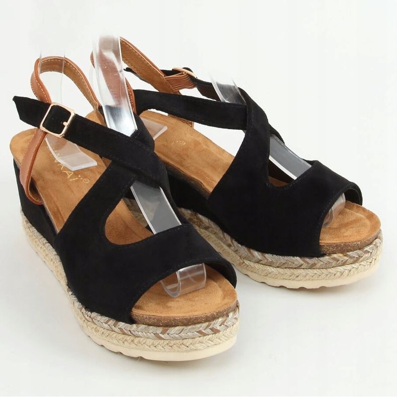 Espadryle na koturnie czarne YL90 Black 1