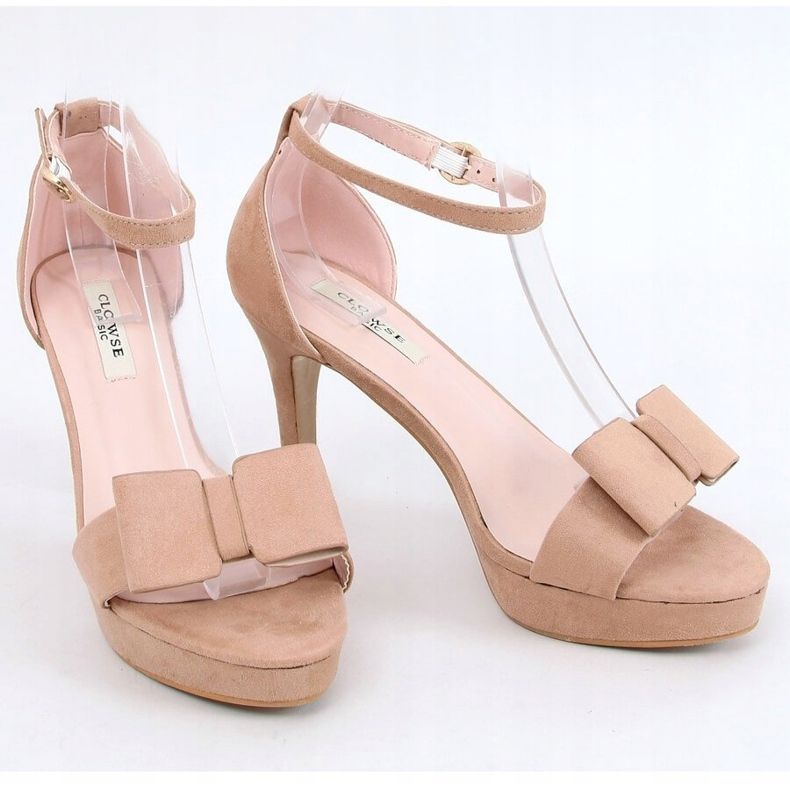 Sandałki na platformie beżowe 9R32 Khaki beżowy 1