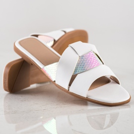 SHELOVET Klapki Z Wstawką Holo białe 1