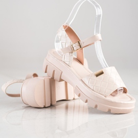SHELOVET Sandały Na Platformie Fashion beżowy 1