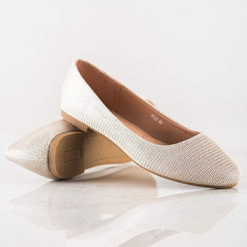 Super Mode Klasyczne Baleriny Z Brokatem złoty 1