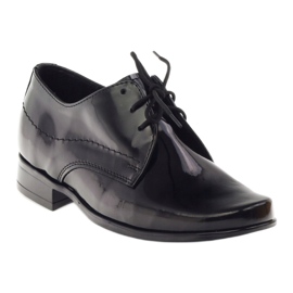 Czarne lakierowane buty chłopięce komunijne Gregors 429 wkładka skórzana 4