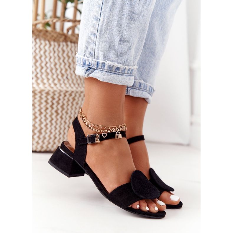 Zamszowe Sandały Na Obcasie Maciejka 5198A-01 Czarne 1