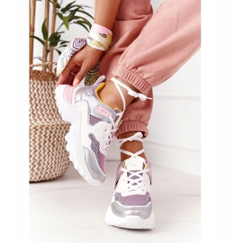 PE1 Damskie Sportowe Buty Sneakersy Biało-Różowe Infinity białe 4