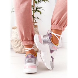 PE1 Damskie Sportowe Buty Sneakersy Biało-Różowe Infinity białe 1