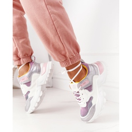 PE1 Damskie Sportowe Buty Sneakersy Biało-Różowe Infinity białe 2