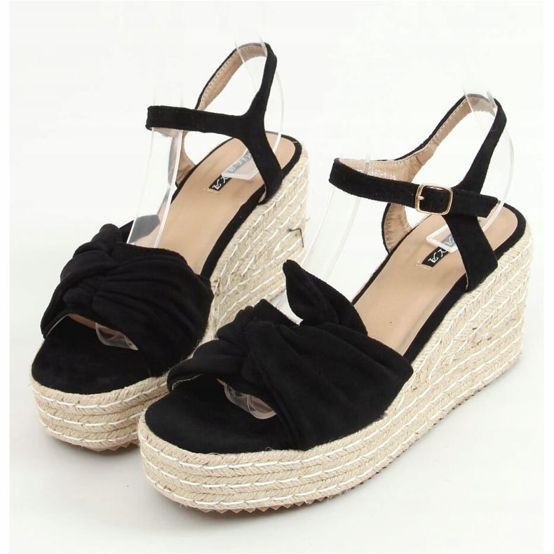 Sandałki espadryle na koturnie czarne WH-3K63 Black 1