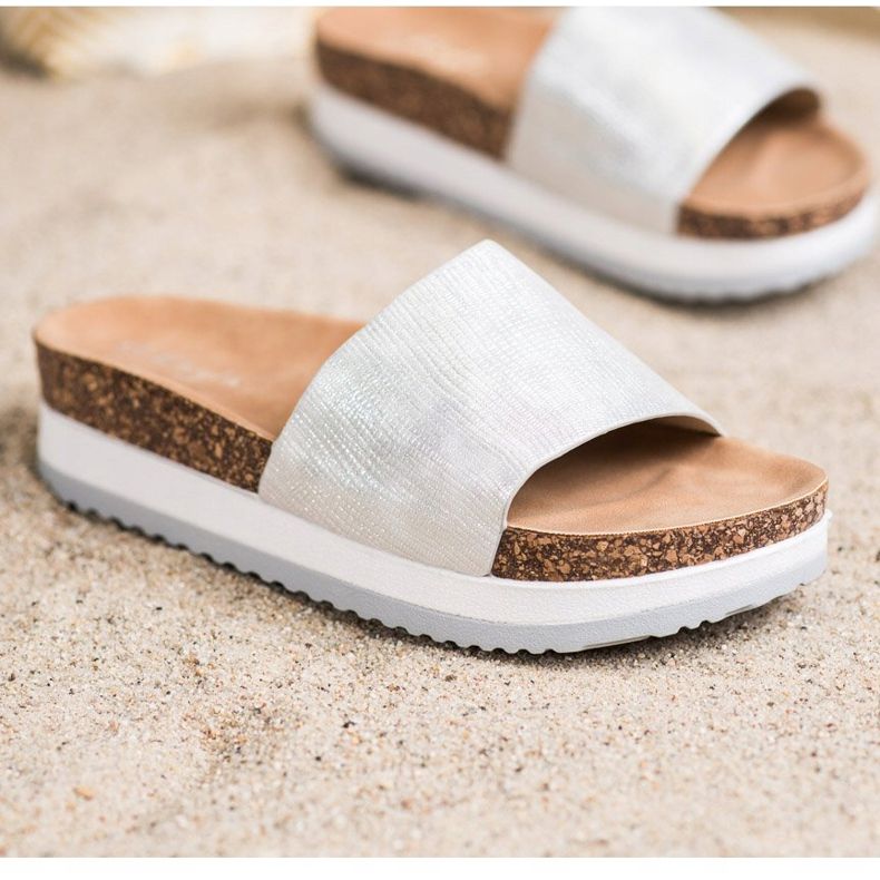 Kayla Klapki Na Platformie srebrny 1