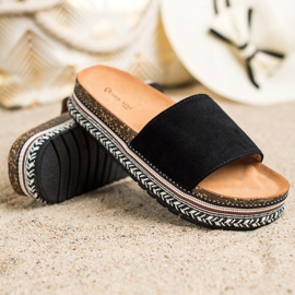 Queen Vivi Czarne Klapki Na Platformie 1