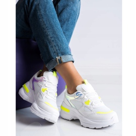 SHELOVET Sneakersy Z Żółtymi Wstawkami białe 3