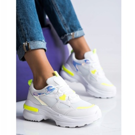 SHELOVET Sneakersy Z Żółtymi Wstawkami białe 2