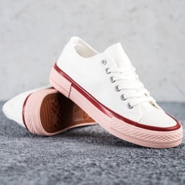 SHELOVET Trampki Na Różowej Platformie białe 1