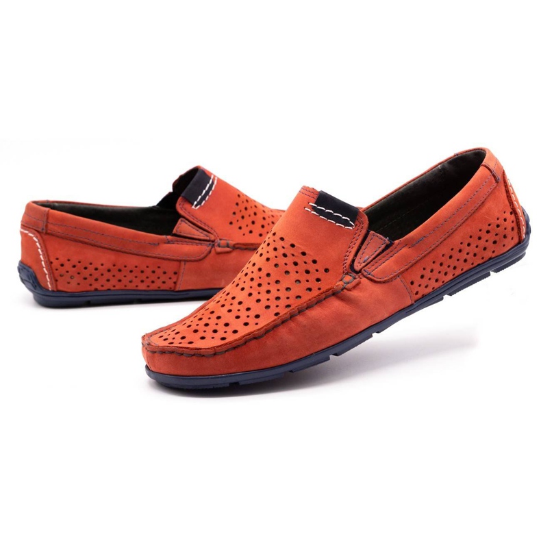 Olivier Buty męskie mokasyny 906 na lato czerwone 5