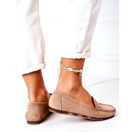 PS1 Damskie Zamszowe Mokasyny Jasny Brąz Madelyn beżowy 3