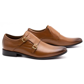 Olivier Skórzane Półbuty wizytowe Monki 287LU jasno brązowe 3