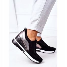 Wsuwane Sneakersy Na Koturnie Vinceza 10593 Czarno-Srebrne czarne srebrny 1