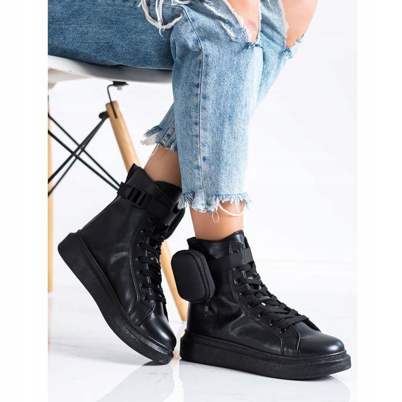 SHELOVET Sznurowane Obuwie Z Kieszonką czarne 1