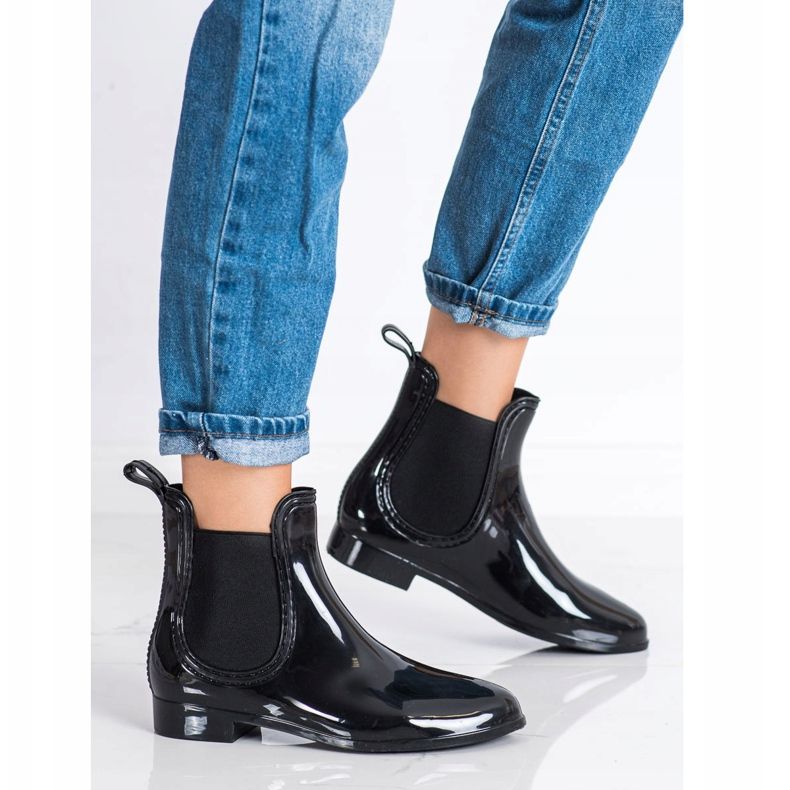 SHELOVET Lakierowane Kalosze czarne 1