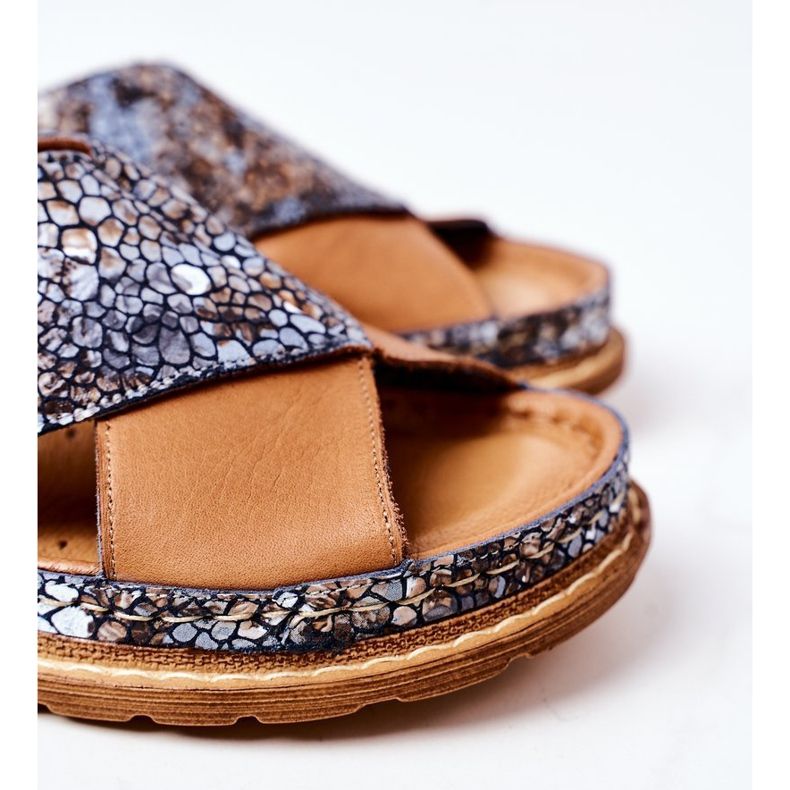 Skórzane Profilowane Klapki Maciejka 04986-02 Brązowe 1