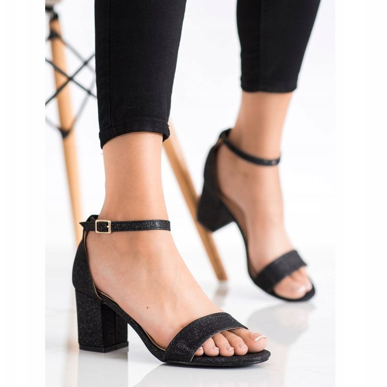 Mannika Klasyczne Sandały Z Brokatem czarne 1