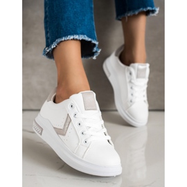 SHELOVET Sneakersy Z Eko Skóry białe 3