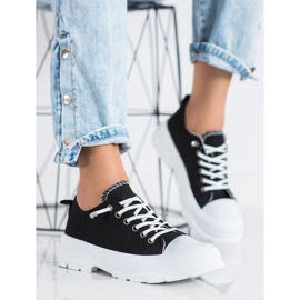 Sabatina Modne Sneakersy Na Platformie czarne 1