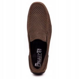 Polbut Mokasyny męskie skórzane 2105P ciemny brąz brązowe 7