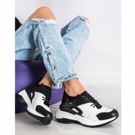 Melisa Wiązane Klasyczne Sneakersy białe czarne 1