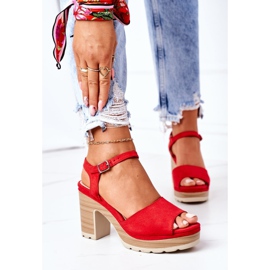 PW1 Sandały Na Słupku I Platformie Czerwone Maggie 2