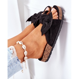 PS1 Sztruksowe Klapki Na Korku Czarne Summertime 1